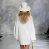 Women's V-Neck Color Knit Sweater Dress Long Sleeve for Casual Wear