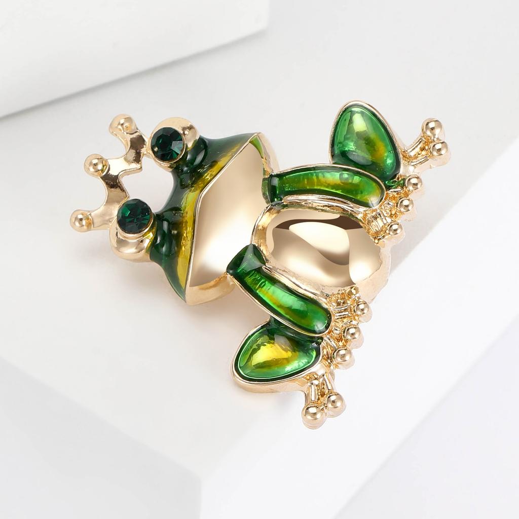 Fashion Enamel Frog Prince Brooch Simple Animal Pin Women'S Clothing Accessories Corsage