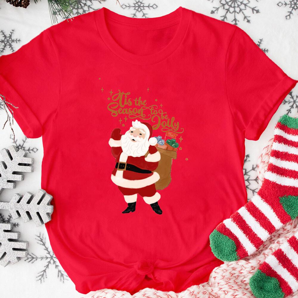 Merry Christmas Santa Claus Shirt Cute Christmas Tshirt Unisexs Xmas Short Sleeve Shirts Holiday Clothes