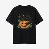 Black Cat & Pumpkin Graphic Halloween Black T Shirt Gift For Friends