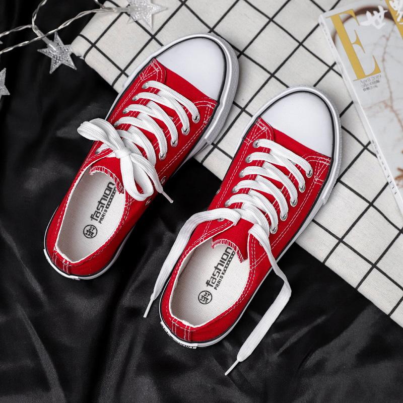 Low-Top Canvas Women's Shoes Soft-Soled Non-slip Board Shoes Simple Fashion Lace-Up Casual Shoes Versatile Women's Board Shoes