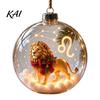 Decorative Spheres for Home Lighted Zodiac Christmas Ornament, Glowing Sign Ball with Warm LED, Acrylic Xmas Balls Party 3D Clear Hanging Pendant Tree