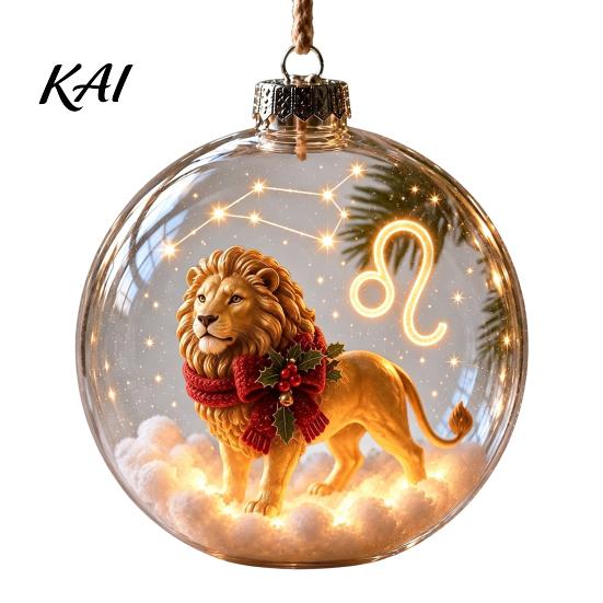 Decorative Spheres for Home Lighted Zodiac Christmas Ornament, Glowing Sign Ball with Warm LED, Acrylic Xmas Balls Party 3D Clear Hanging Pendant Tree