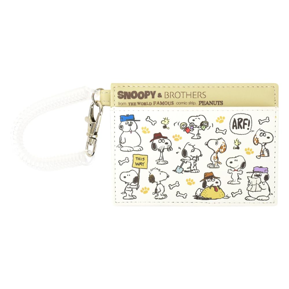 

Pass commuter pass card synthetic with coil for Brothers flyer [Snoopy] case, holder, case, leather, chain, simple, thin, school, travel, women, men,