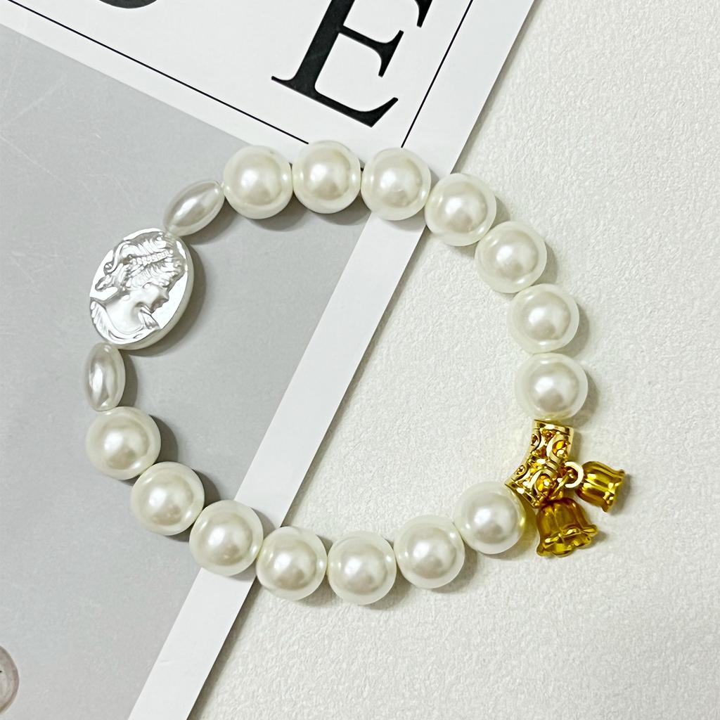 Artificial Pearl Bracelet for Women 10mm Round Beads Beaded Bracelets Handmade Glass Bangle DIY Jewelry Gifts