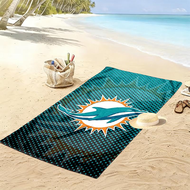 Miami Dolphins Print Beach Towel, Large Soft Quick Dry Towel for Beach Camping Swimming