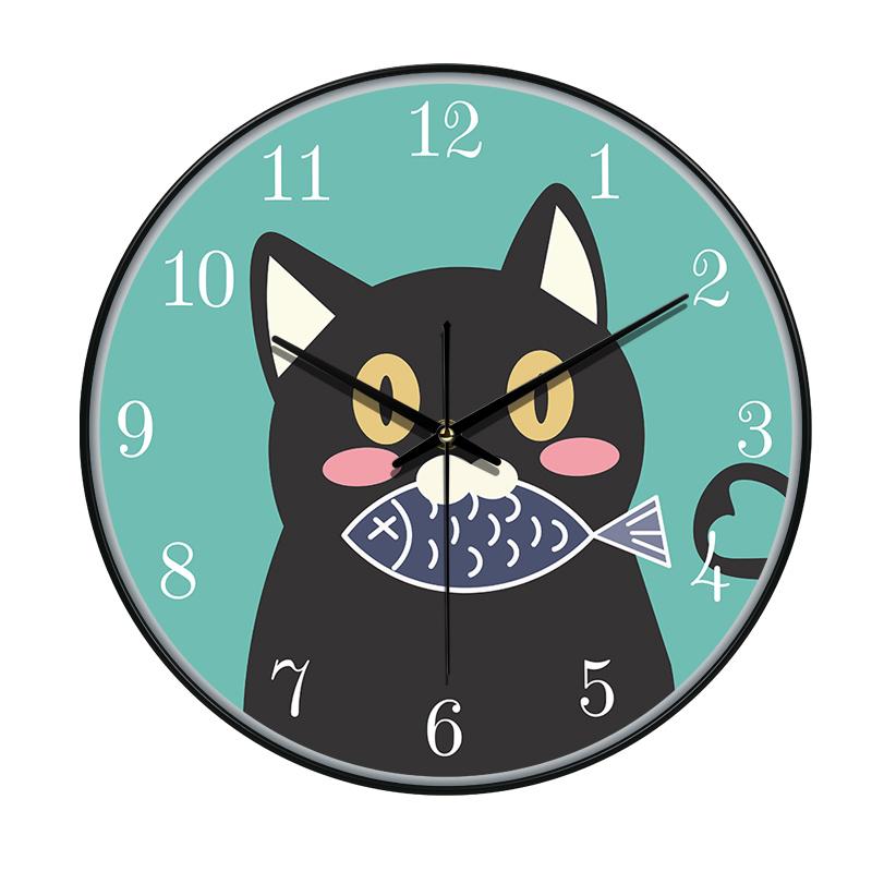 Cartoon Quartz Wall Clock Cute Animals Hanging Wall Clock Living Room Children's Room Kindergarten Decoration Loudspeaker Mute
