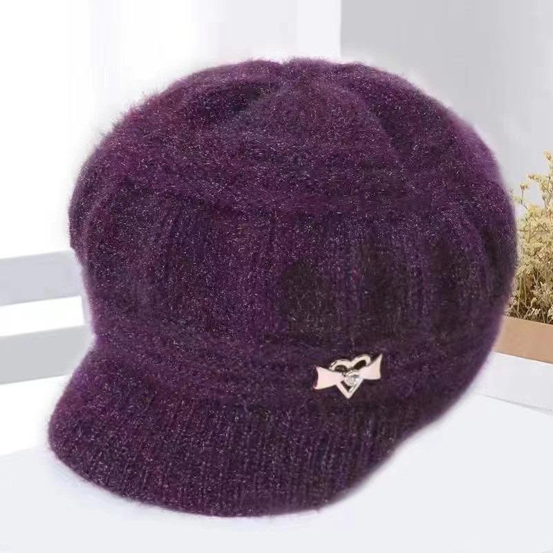 Winter Thickened Warm Knitted Hat, New Plush Old Lady Wool Hat, Women's Duck Tongue Ear Protector