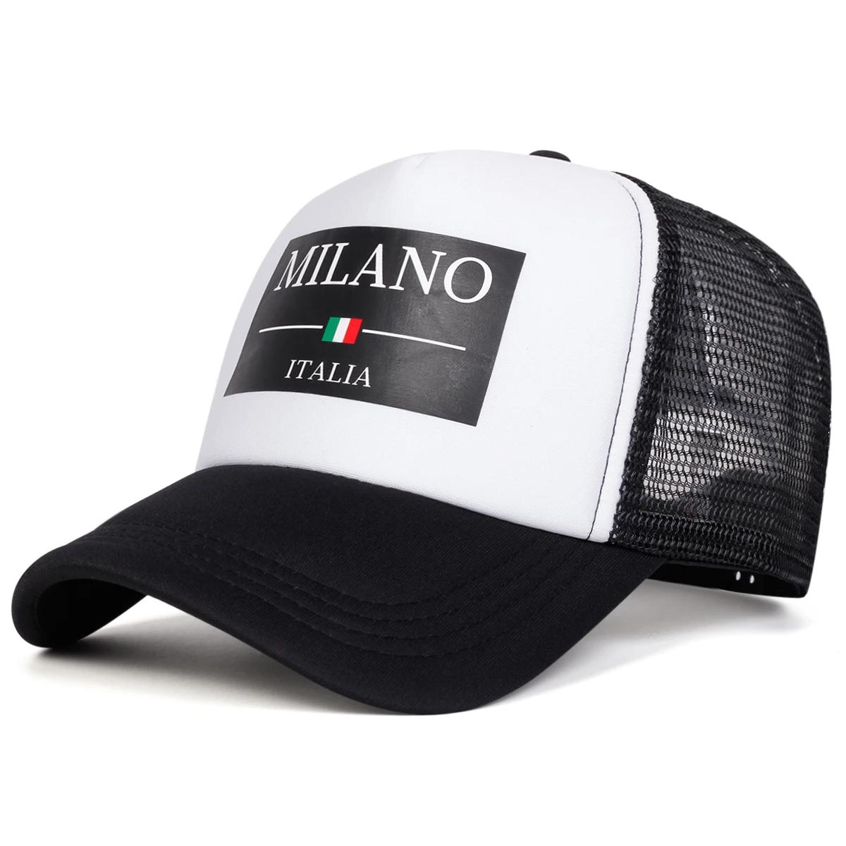 

Unisex Milano Italia Letter Printing Baseball Net Caps Spring Summer Outdoor Adjustable Casual Hats Sunscreen Hat Sports Cap