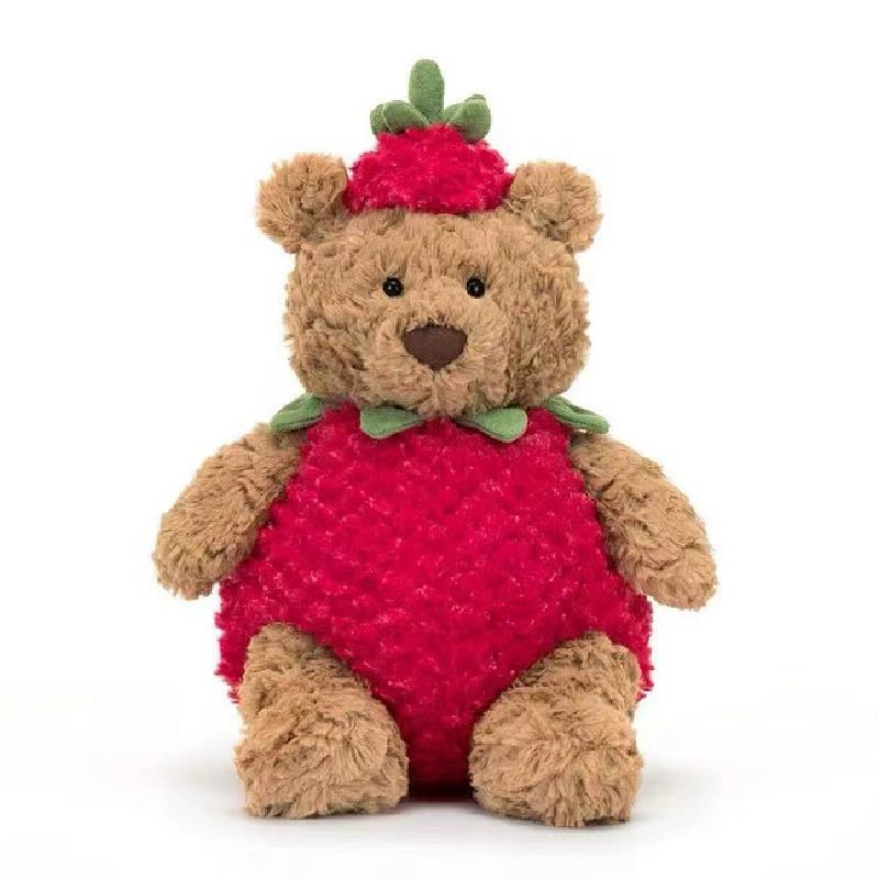 Orso Bartolomeo Peluche Fragola Con Imbottitura in Cotone PP Per Bambini e Collezionisti