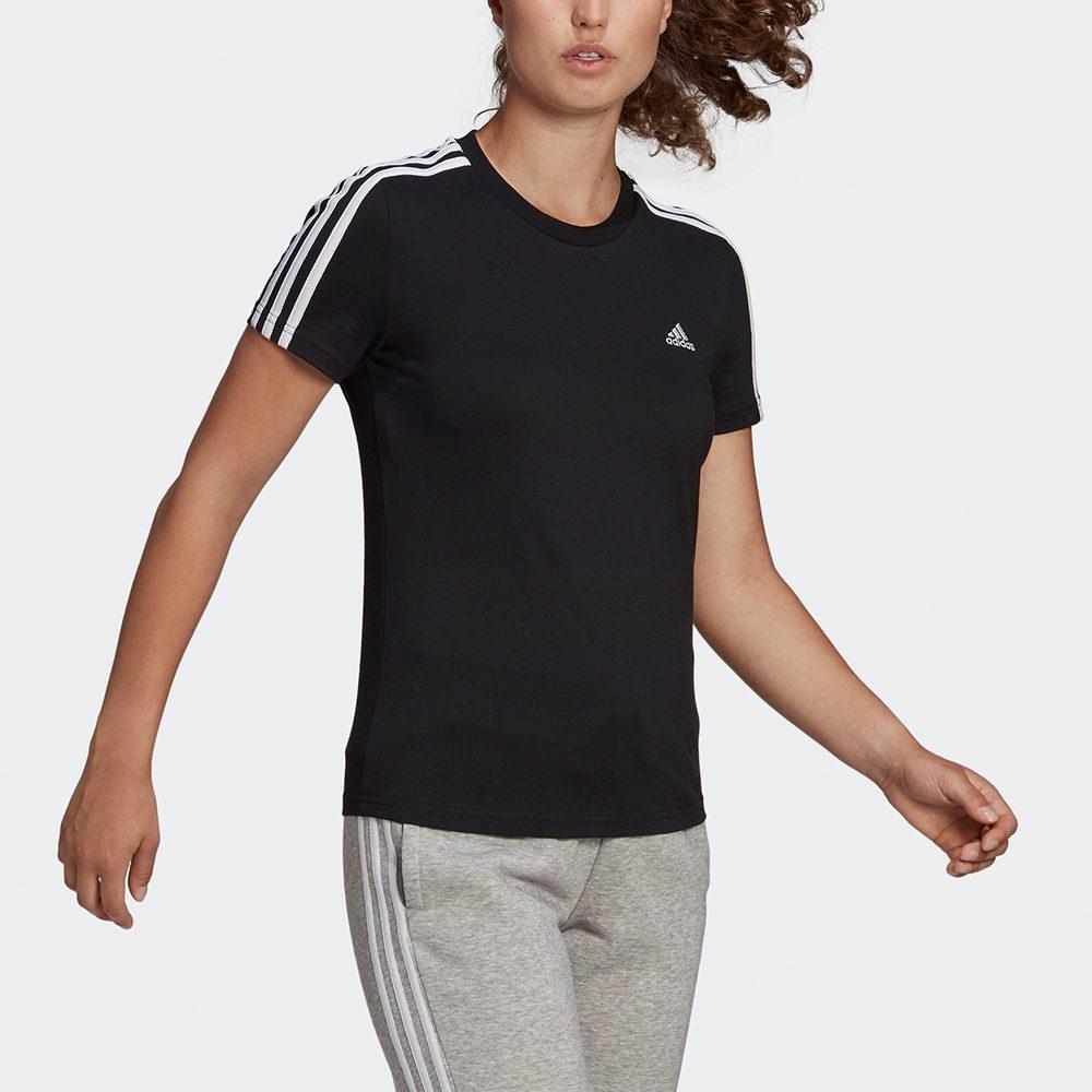 adidas Women's Essentials Slim 3-Stripes Tee Black GL0784
