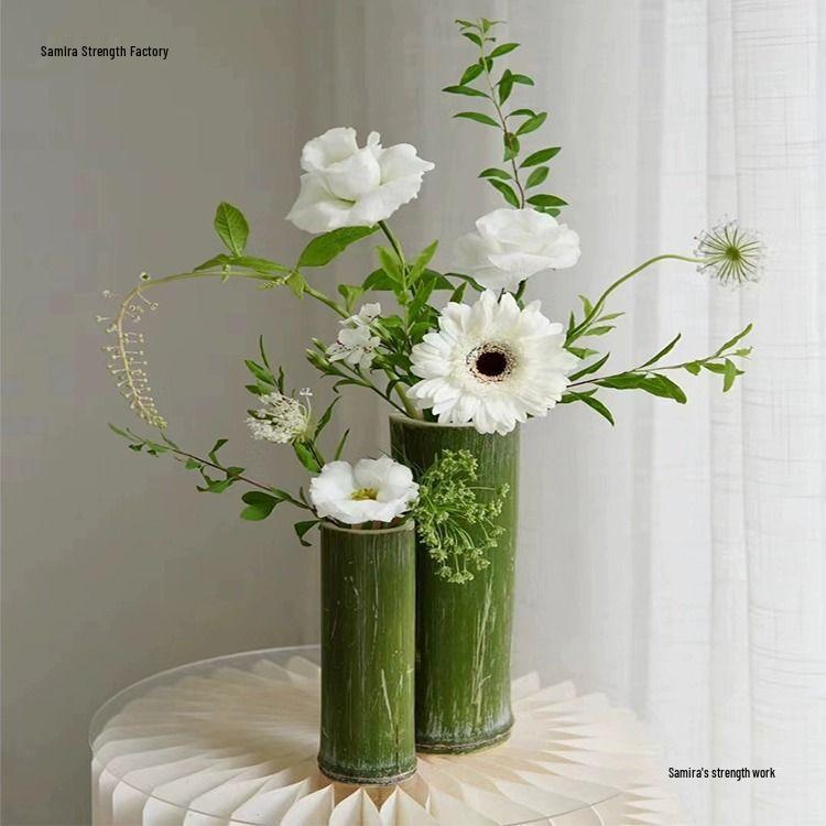 Bamboo Tube Flower Vase: Creative Floral Art and Wedding Ornament.