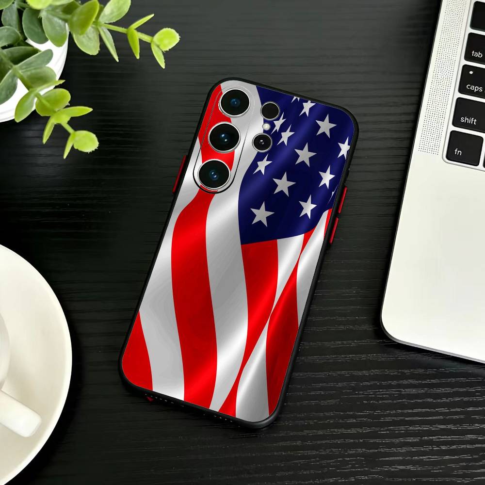 Statue Liberty America USA Flag Phone Case For Samsung S26,S25,S24,S23,S22,S21,S20,Ultra,Plus,FE Black Soft Cover
