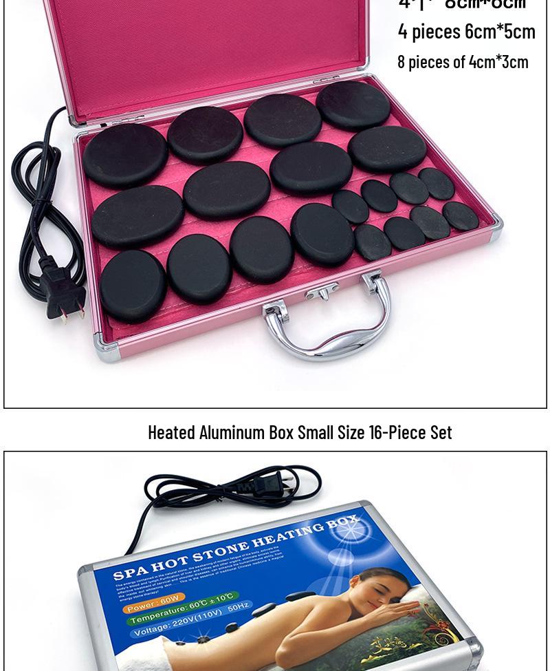 20-Piece Volcanic Massage Stone Set with Essential Oil Warmer & Aluminum Heater