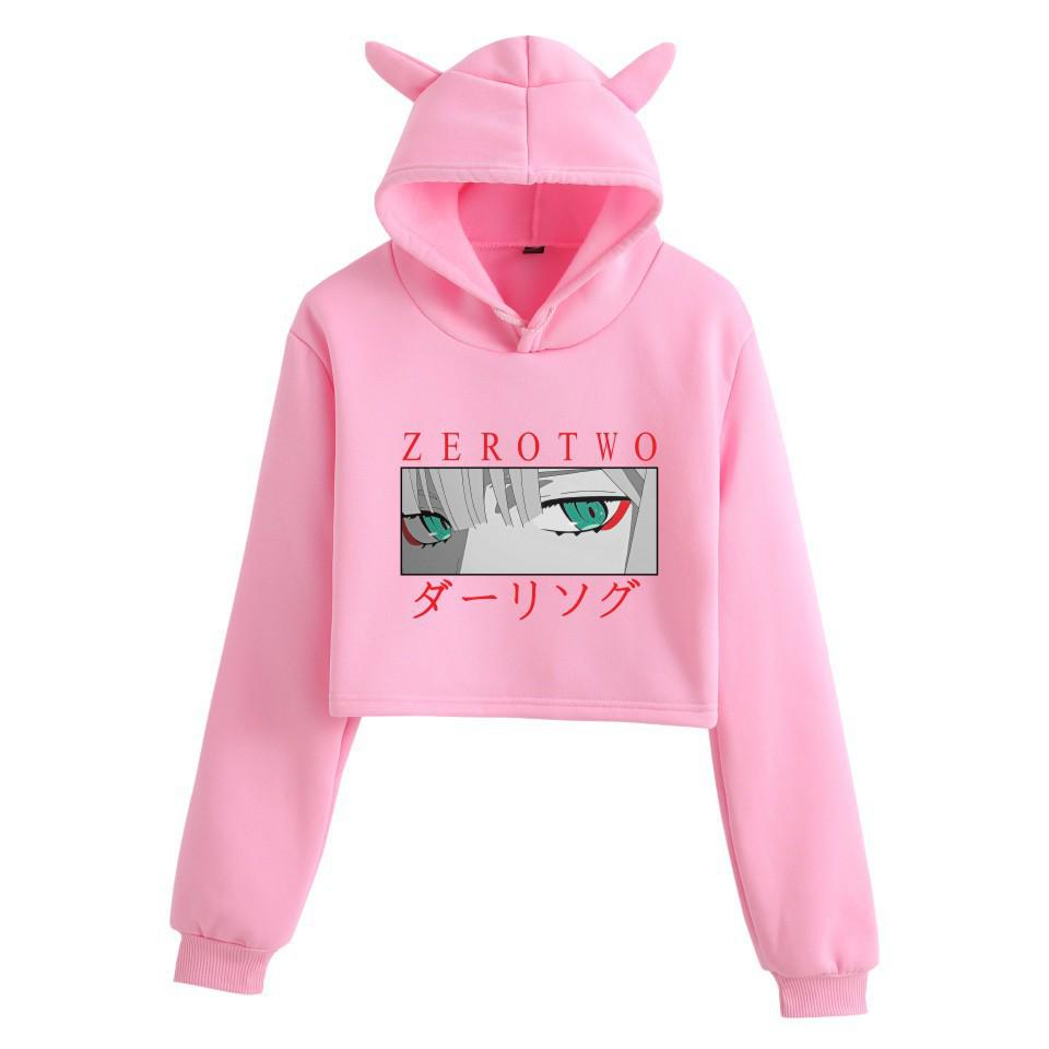 Darling in the Franxx Zero Two Cat Ear Cropped Hoodie - Women's Anime Style