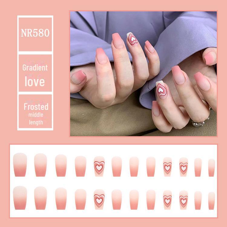 Medium & Long Rectangular T-Shaped Wearable French Cartoon Nail Art Patches - One Size Fake Nails