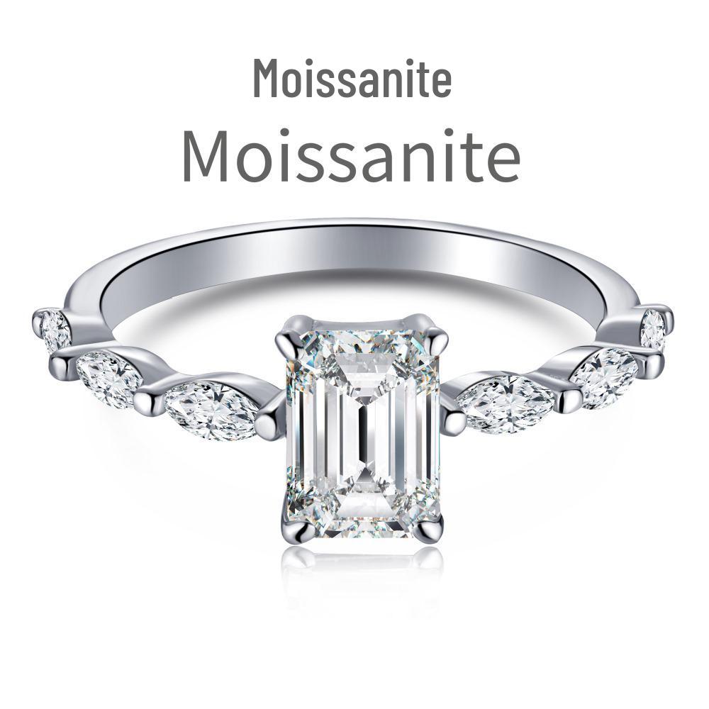 

Mo Sang S925 Sterling Silver Women s 1 Carat D Color Square Sugar Design Sparkle Proposal Ring Size 5