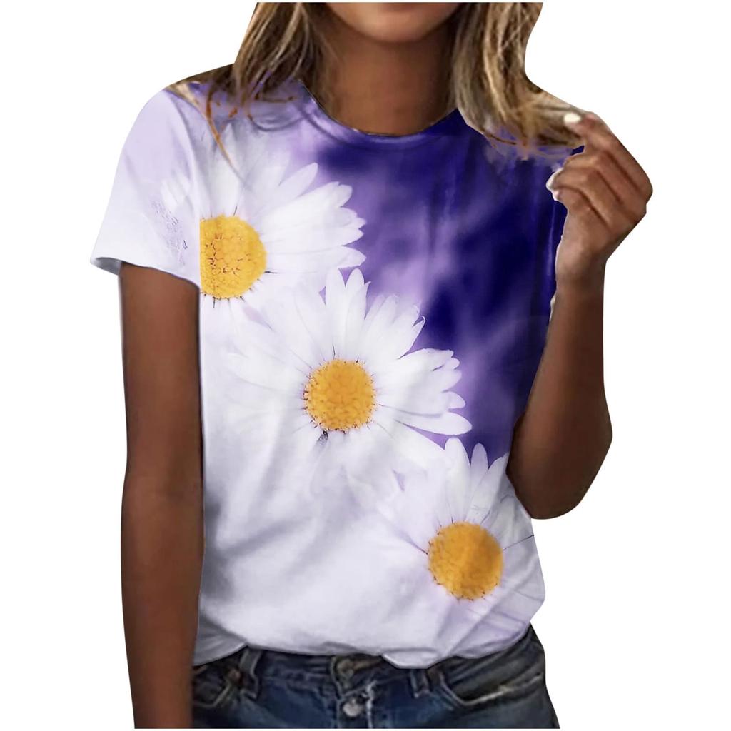 Women's T-Shirts Dandelion Flower 3D Printed Casual O-Neck Short Sleeve T Shirt Y2k Harajuku Tees Tops Female Pullover Clothing