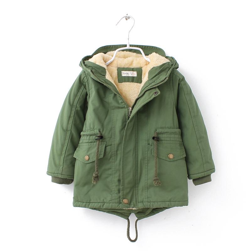 Boys and Girls Autumn and Winter Hooded and Plush Thick Jacket Children's Warm and Cold Coat