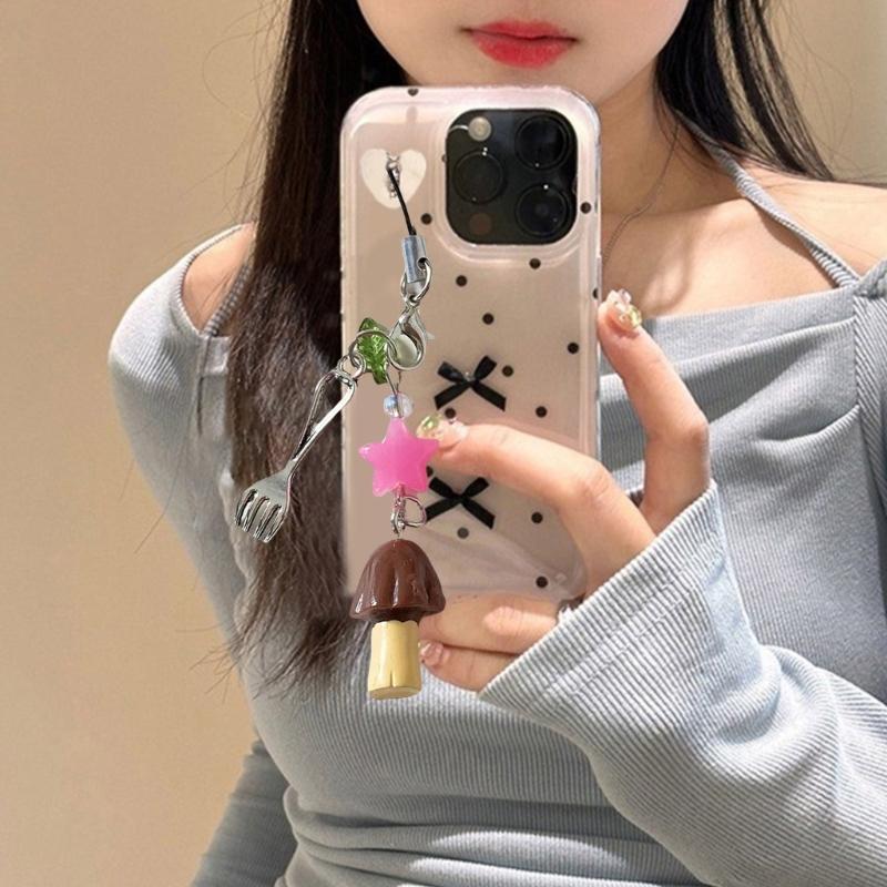 Unique Mushroom Keychain Mobile Chain Creative Phone Jewelry Suitable for Car Key Decoration and Style Enhancement