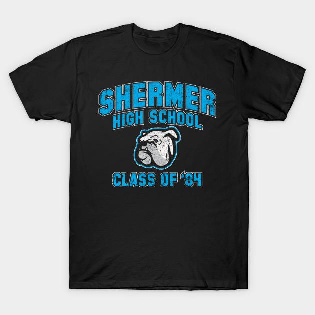 

Men Black Print T-shirt Shermer High School Class Of 84 (The Breakfast Club) No-Cut Transfer Paper Print Cotton Tshirt XL чорний