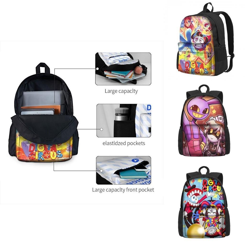 Mochila Escolar O Incrível Circo Digital Para Meninos E Meninas Respirável E Durável 3º-4º Ano Estilo Moderno E Descolado Material Poliéster