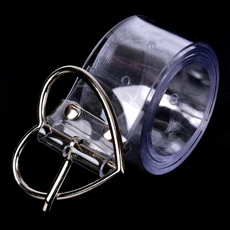 Women Long Transparent Belt Heart Pin Buckle Waist Female Belt Waistband Gift