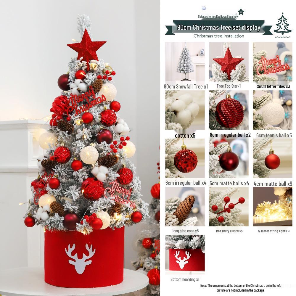 DIY Blue & White PVC Flocked Christmas Tree Set with Ornaments