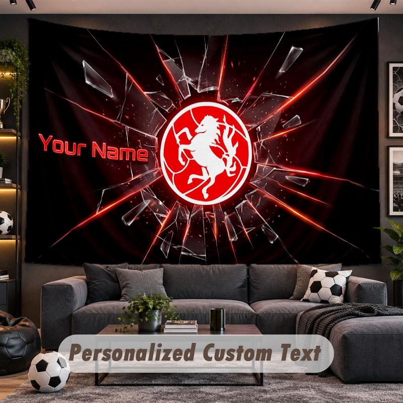 Wall Hanging Tapestry Custom NameFC Twente Pattern Personalized Printed Fabric Wall Decor