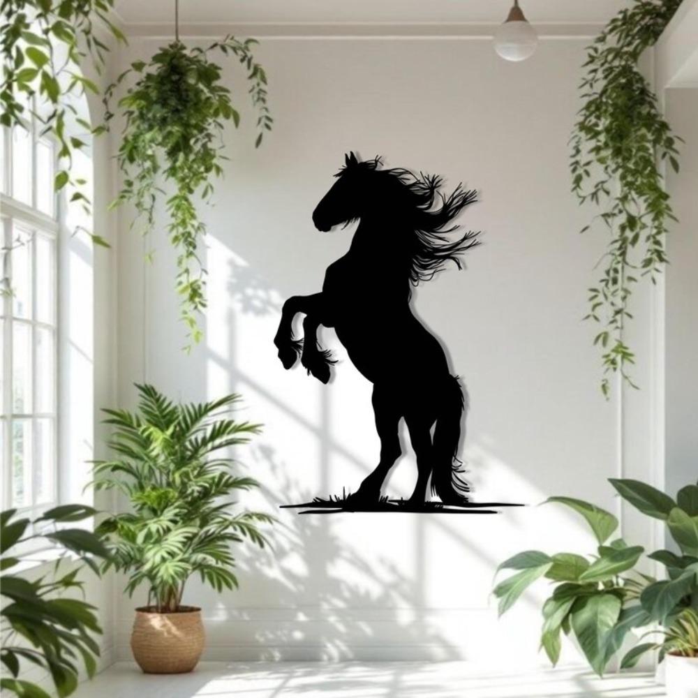 Custom Metal Horse Silhouette Wall Art Rearing Equestrian Sculpture Outdoor Decor