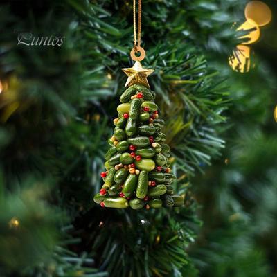 Weihnachtsbaum-Anhänger, Acryl, Baumform, Buch, Gurke, Ornament, Weihnachtsbaum, hängende Dekoration für den Innen- und Außenbereich, Winterdekoration
