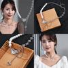 Elegant Korean Style Titanium Steel Heart Shaped Necklace With Pearl Chain Design
