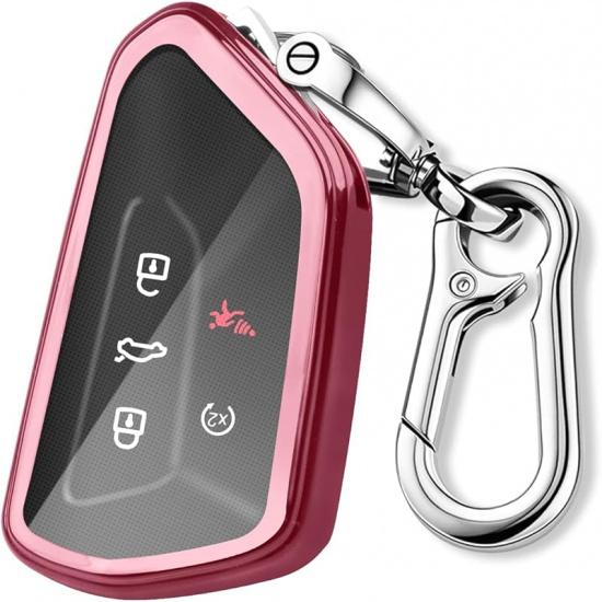 QBUC for Volkswagen Key Fob Cover with Keychain,Car Key Case Fit for VW ID.4 ID.6 MK8 Golf GTI Atlas Cross Sport 2025 Tiguan (Black)