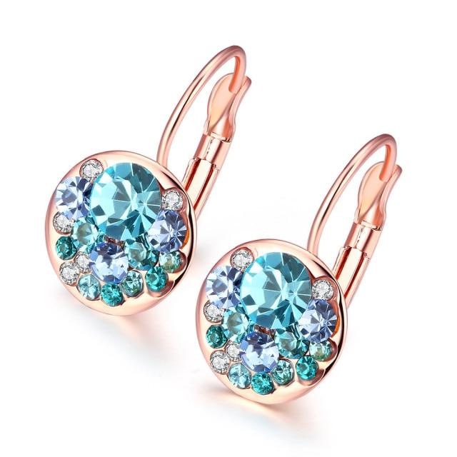 Crystals Heart Pendant Eardrop Earrings Made With Austrian
