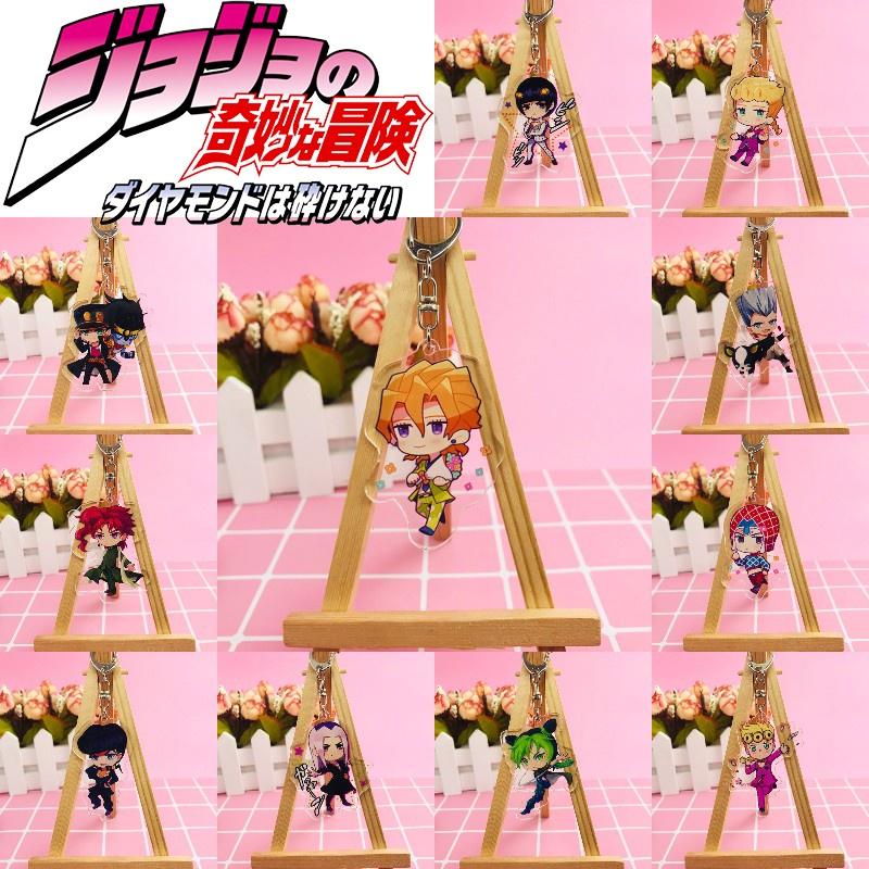 Jojos Adventure Bizarre Key Chain Anime Cartoon Keyring Pendant Acrylic Gifts