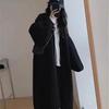 Casaco suéter de comprimento médio para mulheres, estilo retrô preguiçoso, solto, outono e inverno, novo cardigan de malha