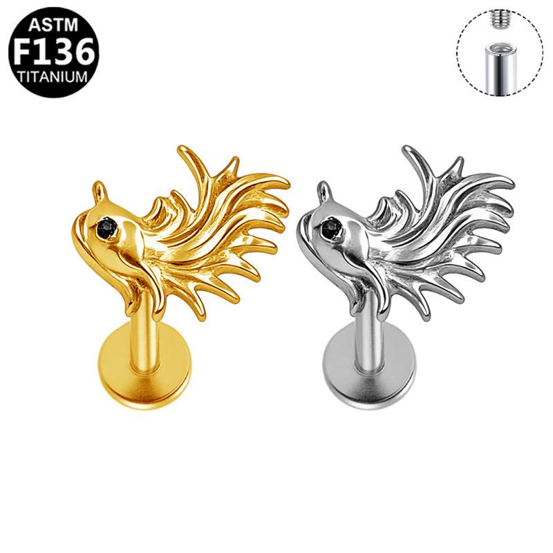 Titanium G23 Fashion Medical Grade Internal Thread Cat Earring