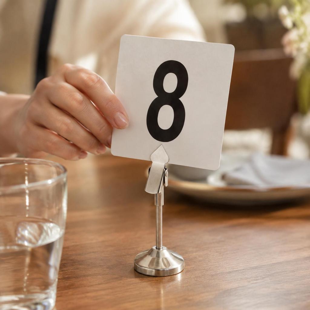 Stainless Steel Tabletop Sign Holder Silver Table Number Stand Modern