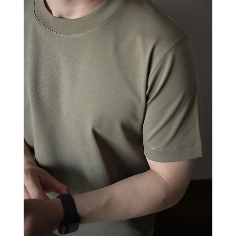 

Футболка мужская премиум-класса 240G плотная однотонная белая, мерсеризованный хлопок Синьцзян, короткий рукав, круглый вырез, летняя одежда 3XL армия зеленый