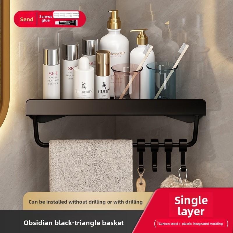 Wall Mount Corner Bathroom Shelving Unit With Antipunch Design For Toilet And Kitchen Storage