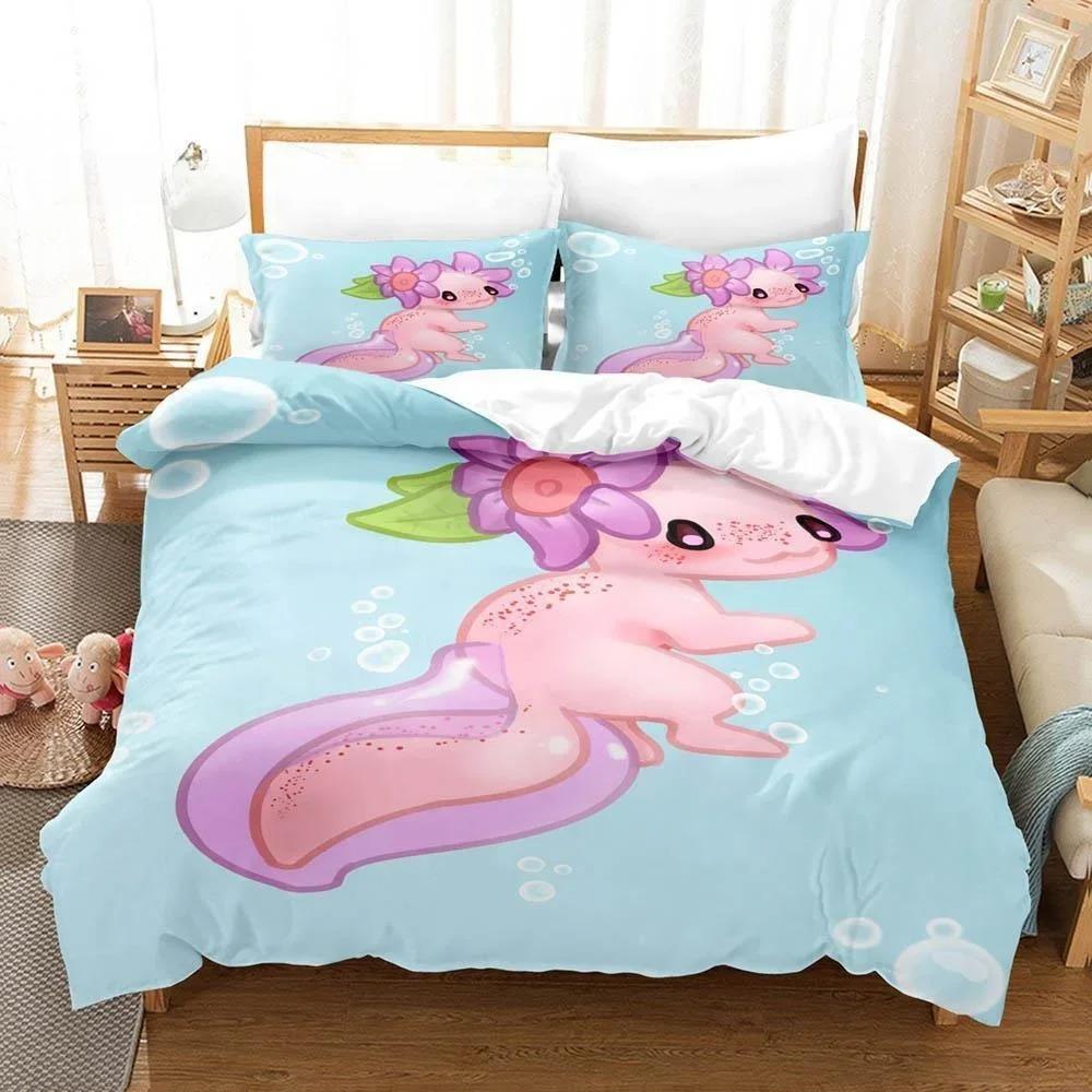 Fashion Cartoons Game Gamesolotl Axolochi Bedding Set Single Twin Full Queen King Size Bed Set Adult Kid Bedroom Home Textiles