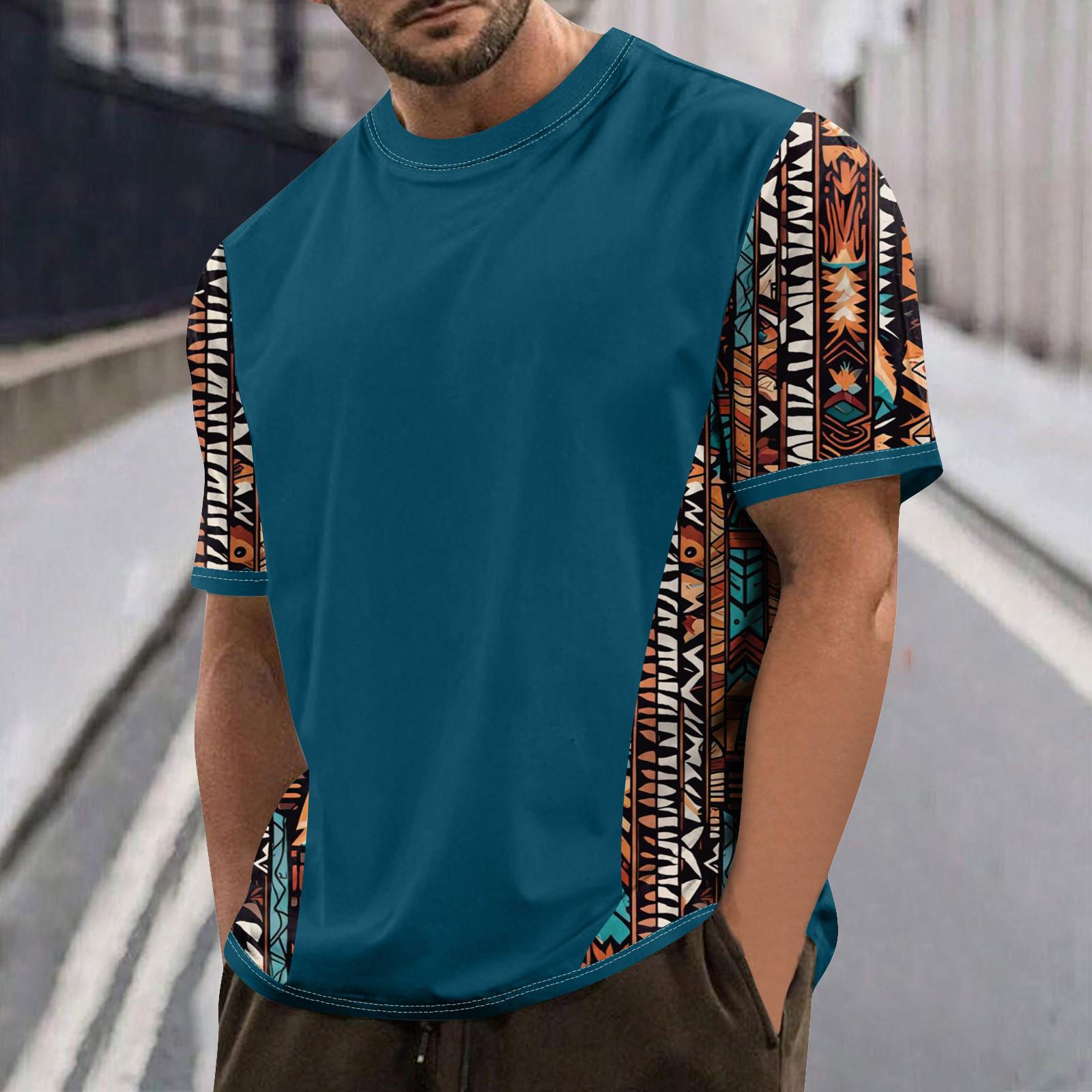 

Мужские футболки с графическим принтом, уличная повседневная одежда с короткими рукавами и принтом M синий