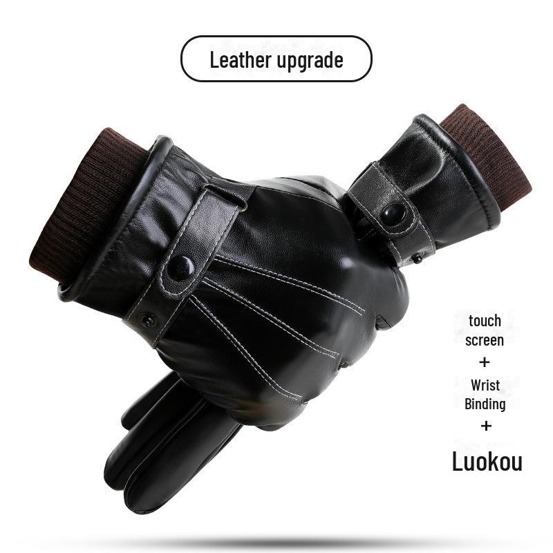Gants d'hiver pour homme en cuir PU avec écran tactile: Cyclisme Épais, Chaud, Décontracté, Résistant au Froid