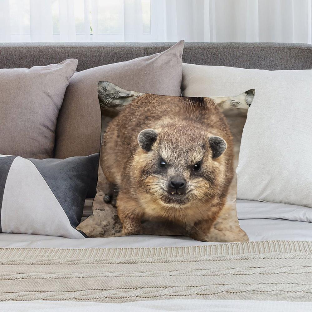 Rock Hyrax Animal Pillow Case Short Plush Pillow Covers Sofa Decorative Gift Home Double-sided Printing Cushion Cover