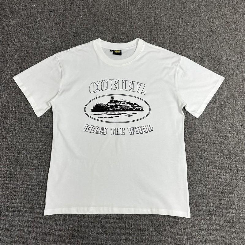 Corteiz Streetwear Baumwoll-T-Shirt Herren Lockerer Schnitt Rundhals Kurzarm Hip Hop Grafik-T-Shirt
