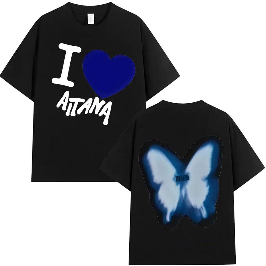 Summer Hot Sale Trendy 2025 Singer Aitana Ocana Tour Hippie T Shirts Cotton Tshirt Mens Y2K Casual Short Sleeves Tops Streetwear