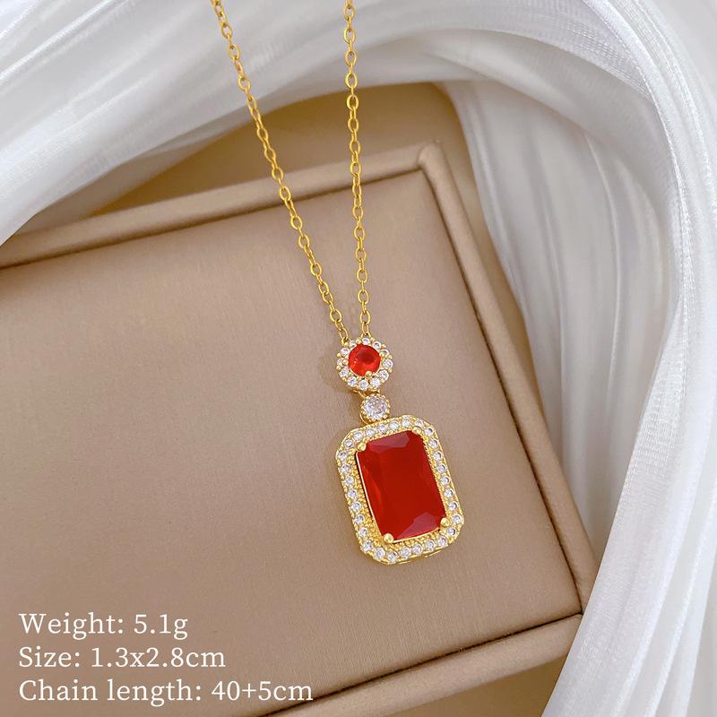 Комплект колье и серег с микро-инкрустацией, Легкая роскошь, Микро-инкрустация, Персонализированный темперамент, Банкетные серьги, Комбинация колье