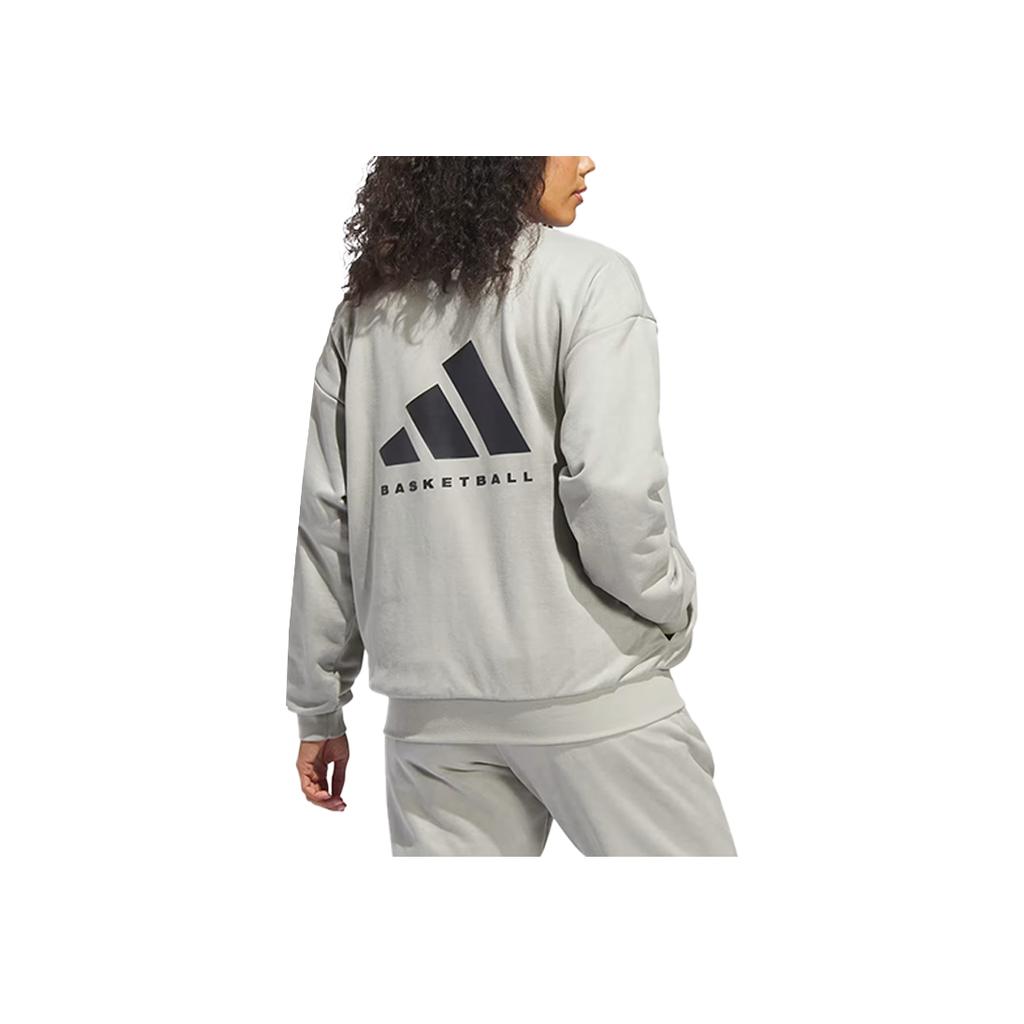 Adidas 2024 Collection Chapter Solid Color Logo Print Crew Neck Sweatshirt Unisex Tops Sesame IN7698