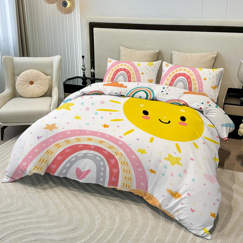 

3 предмета Пододеяльник Радуга Солнца Удобное Постельное Белье Большой/Большой Размер Полная Цифровая Печать Доступен Все Сезоны Без Наполнителя/Сердечника EUsingle135x200