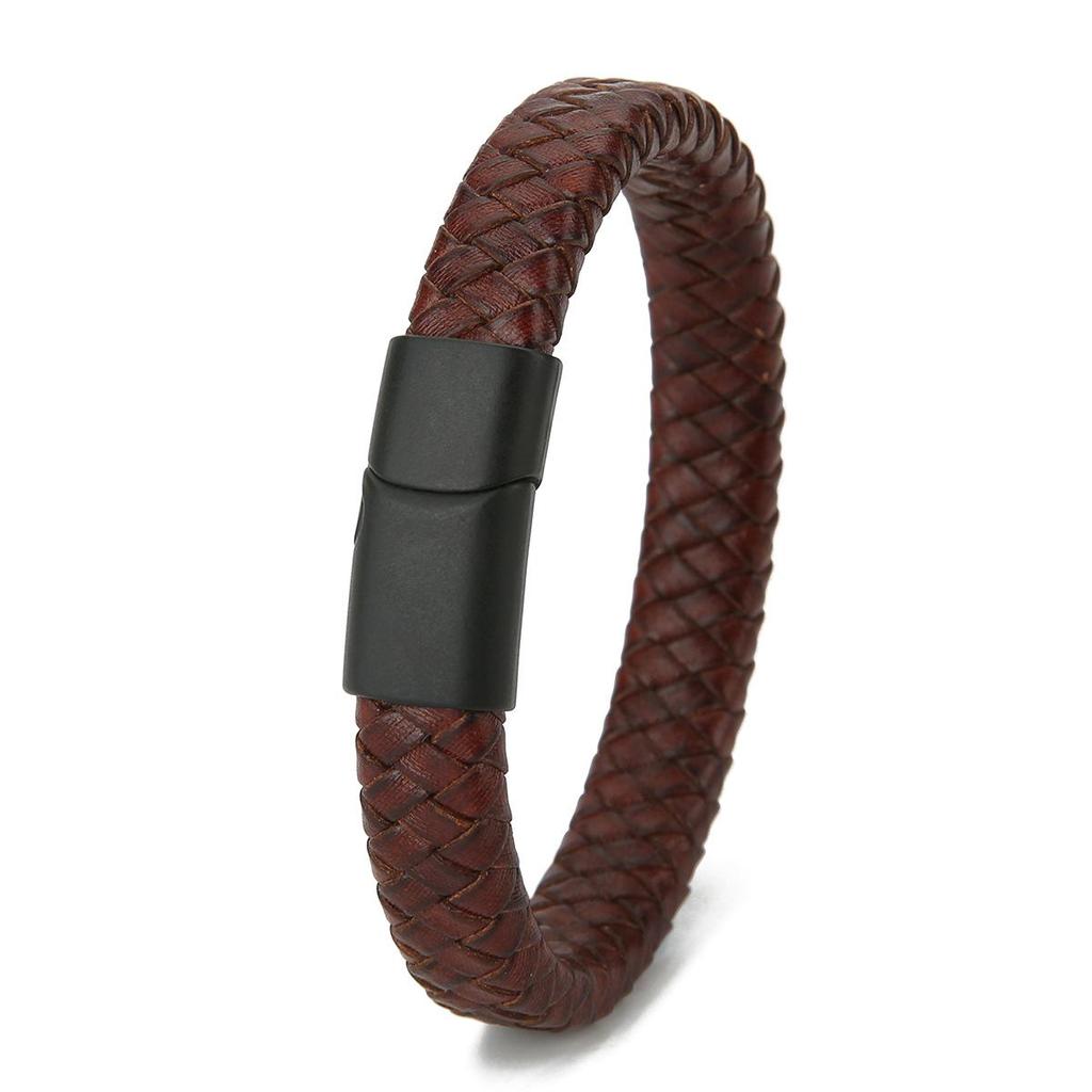 Herren Retro Geflochtenes Lederarmband mit Magnetschnalle